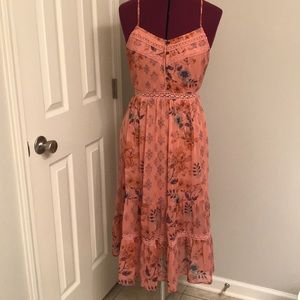 EUC Pink floral midi dress